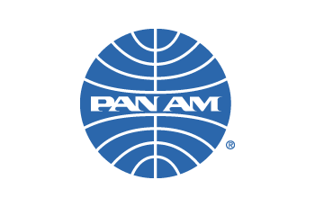 blaues, rundes Logo der Kult Airline PAN AM auf weissem Grund