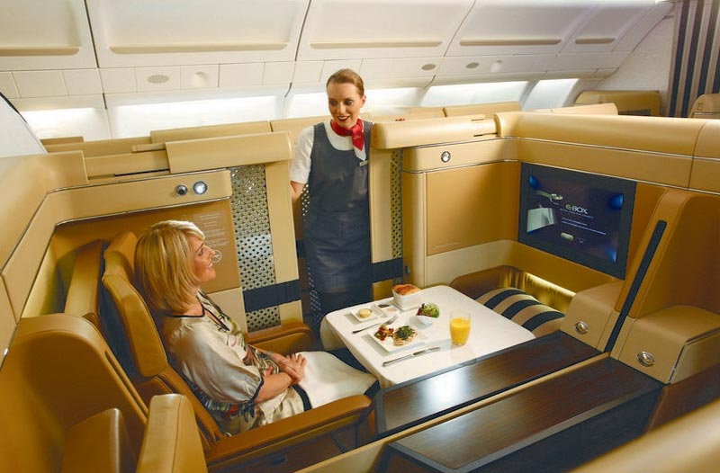 Bild der First Class von Ethiad Airlines