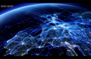 Daten-Visualisiserung Flugverkehr über Europa (NATS Press Office)