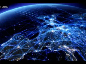 Evening air traffic in Europe aus dem All